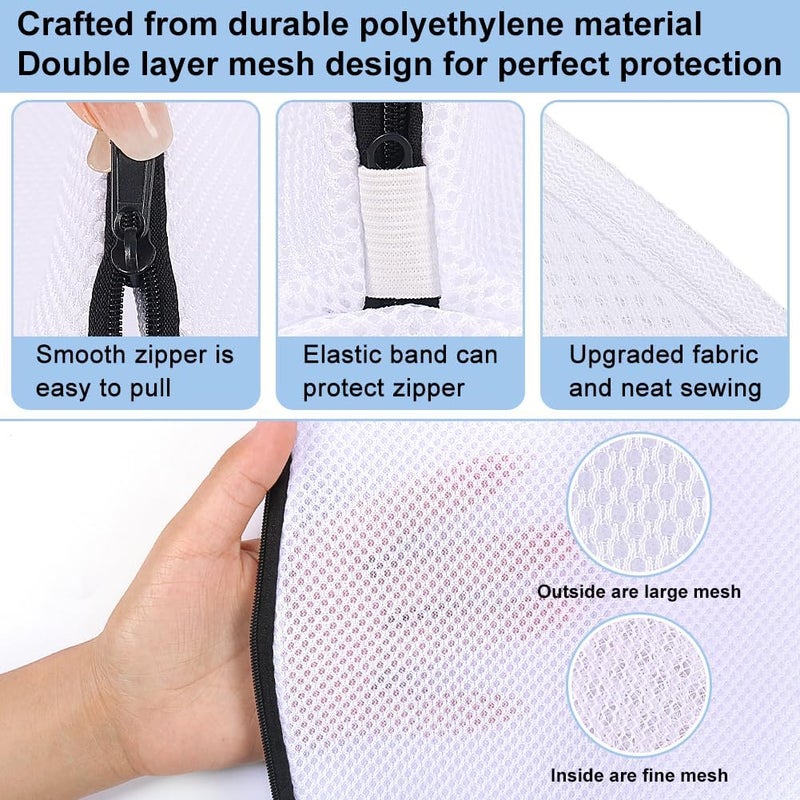 Vivifying Shoe Washing Bag, Set of 3 Mesh Shoe Laundry Bags with Zip Closure for Sneakers, Running Shoes, Socks, Bras - Image 3